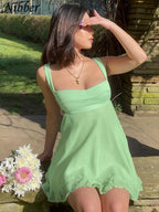 Vestido Elegante para Mujer – Diseño Cutout con Tirantes y Volantes2023