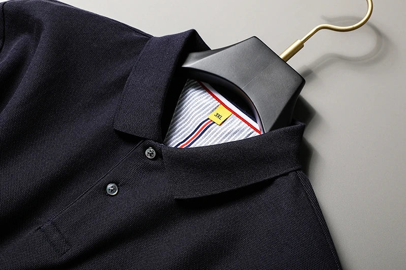Polo de lujo 100 % algodón para hombre, de alta gama y otoño