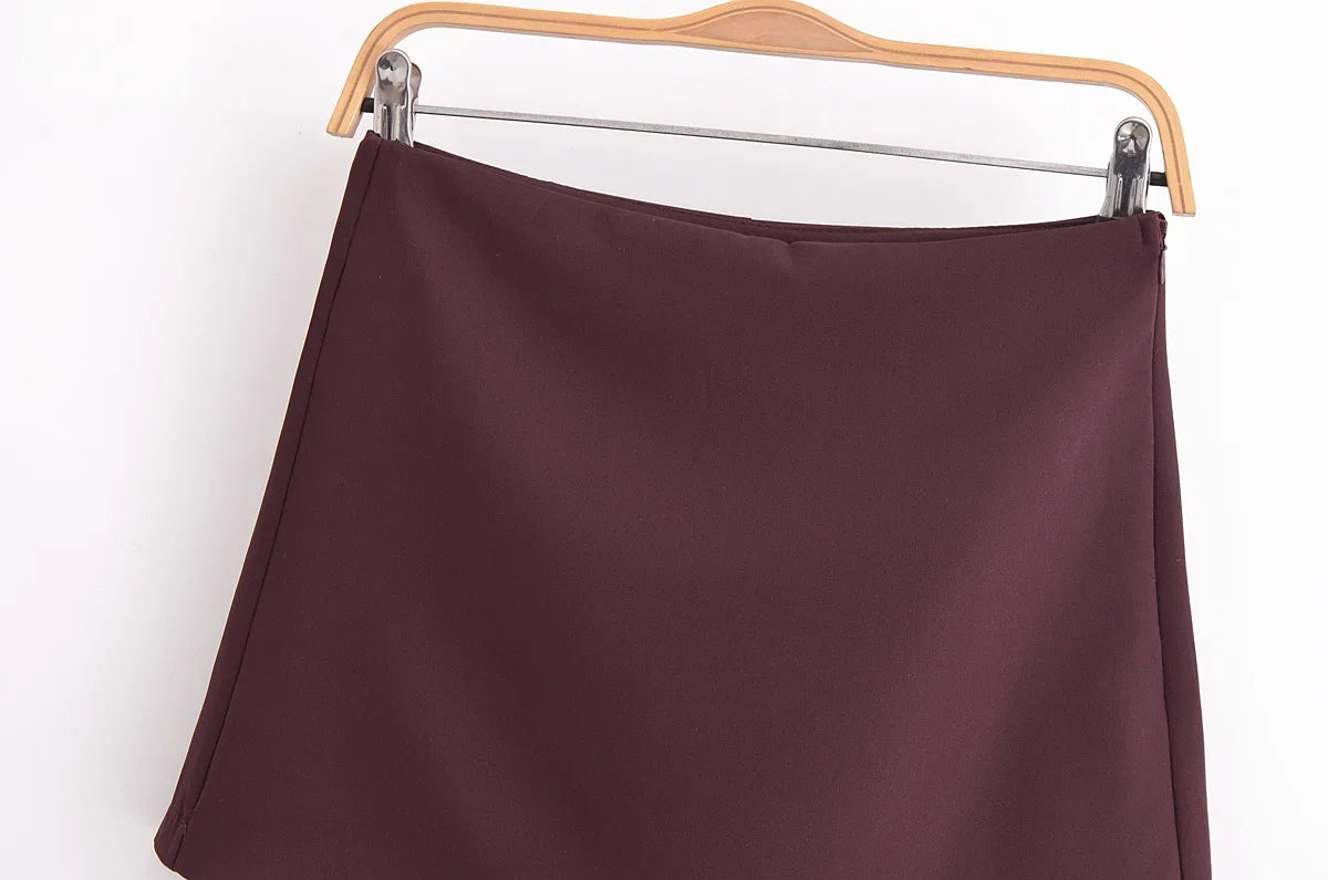 Falda Pantalón Mini de Cintura Alta para Mujer – Skort Vintage con Cremallera Lateral