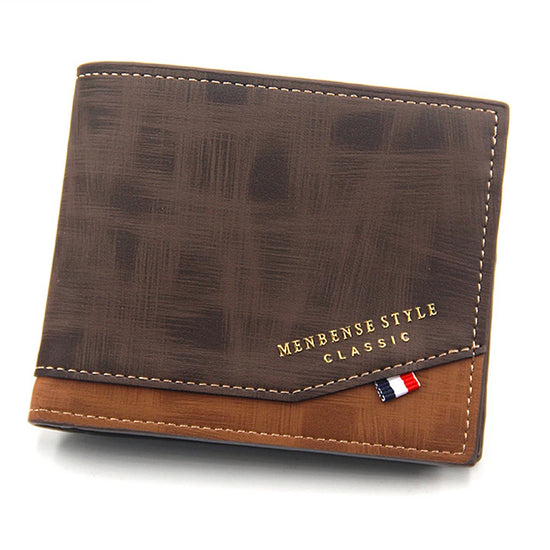 Cartera Corta para Hombre – Slim, Clásica, con Monedero y Porta Fotos en Cuero Afelpado
