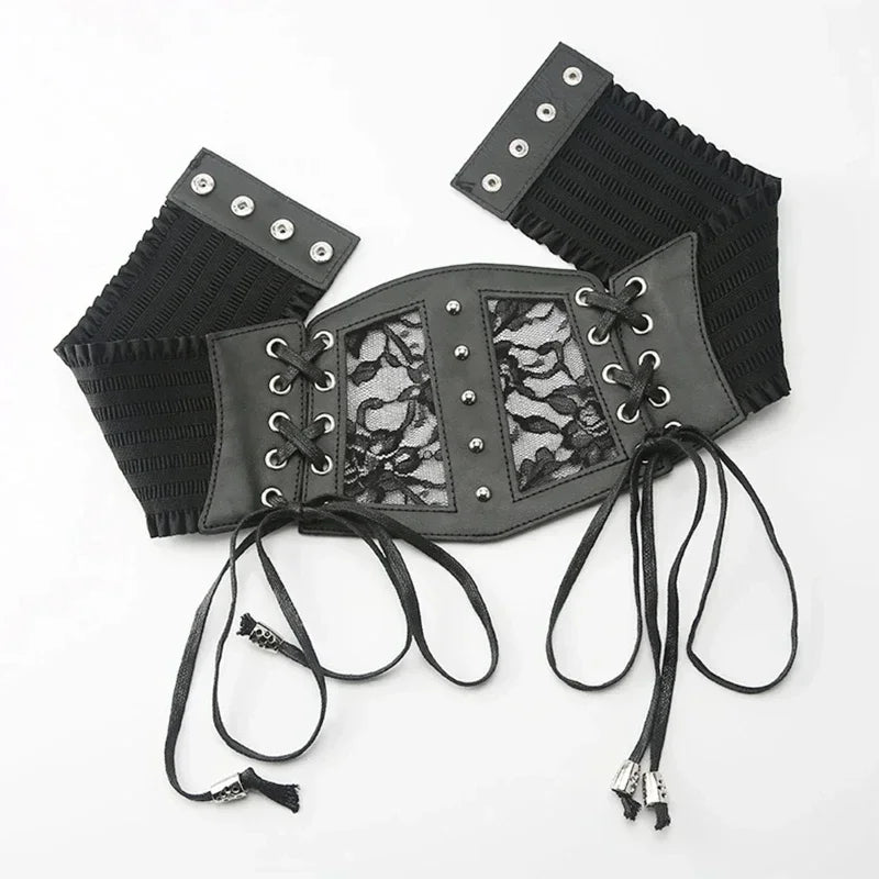Cinturón Corset Retro para Mujer – Cinturón Elástico de Encaje con Hebilla de Aguja Estilo Goth/Punk