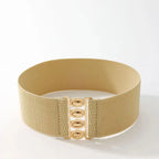 Cinturón Ancho Elástico para Mujer – Hebilla Dorada y Diseño Versátil para Vestidos y Abrigos