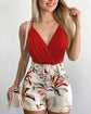 Conjunto de 2 Piezas para Mujer – Camiseta de Tirantes y Shorts con Estampado de Plantas