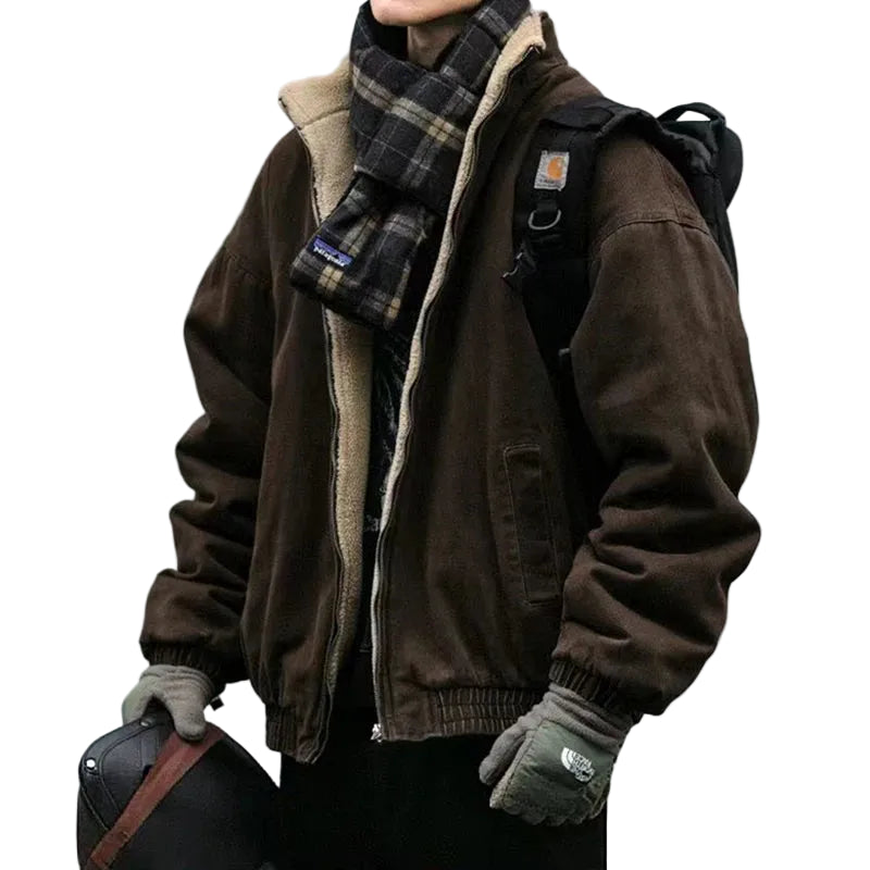 Chaqueta Vintage Japonesa de Polar para Hombre – Invierno, Gruesa, de Alta Calidad y Estilo Streetwear Coreano