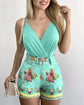 Conjunto de 2 Piezas para Mujer – Camiseta de Tirantes y Shorts con Estampado de Plantas