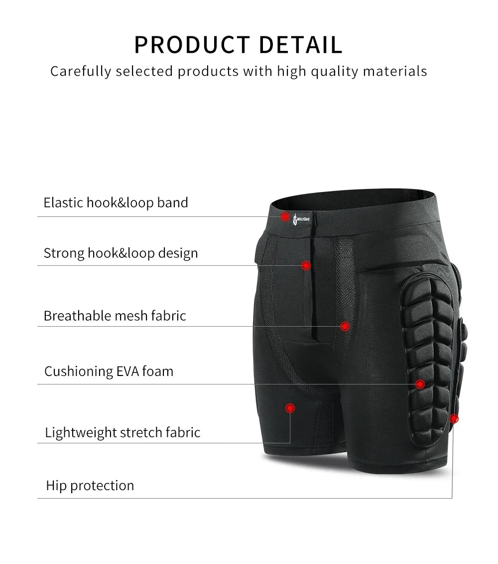 Shorts Protectores para Moto, Skate, MTB y Snowboard – Protección de Cadera Acolchada