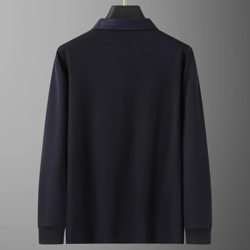 Polo de algodón de lujo de alta gama para hombre nuevo otoño