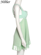 Vestido Elegante para Mujer – Diseño Cutout con Tirantes y Volantes2023