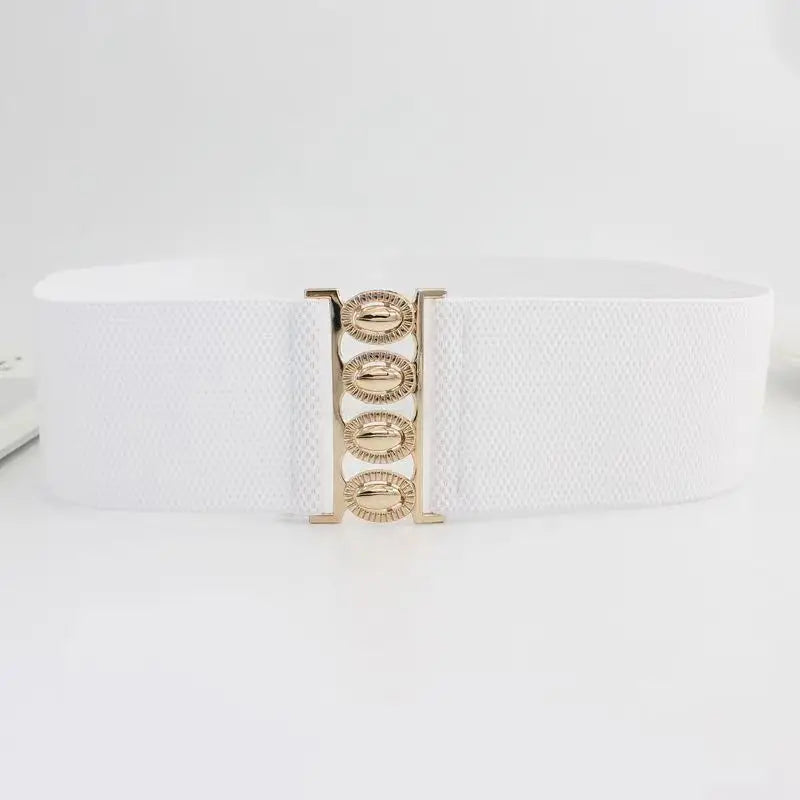 Cinturón Ancho Elástico para Mujer – Hebilla Dorada y Diseño Versátil para Vestidos y Abrigos
