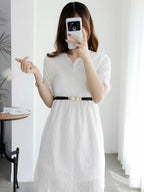 Cinturón Delgado para Mujer con Hebilla de Doble Perla – Banda Elástica Decorativa