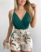 Conjunto de 2 Piezas para Mujer – Camiseta de Tirantes y Shorts con Estampado de Plantas