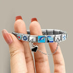 Charm Italiano de Acero Inoxidable – Diseño Ball No.8, Corazón, Cereza, Arcoíris, Gatos y Flores para Pulseras de 9mm