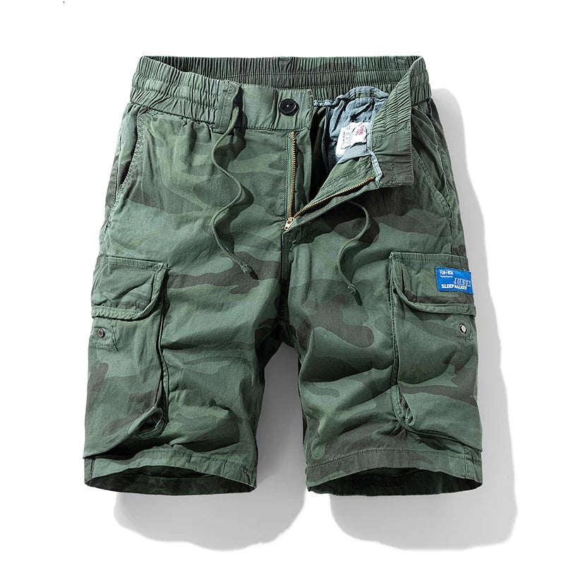 Shorts de Hombre Camuflados – Verano, Estilo Outdoor, Cintura Elástica y Corte Recto