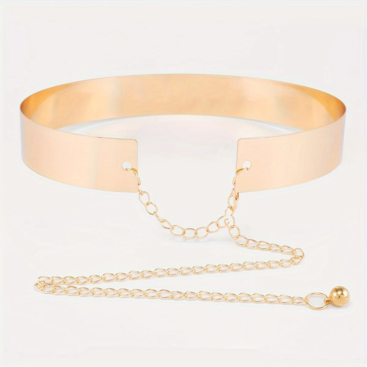 Cinturón Metálico Dorado Clásico – Cadena Ajustable para Mujer