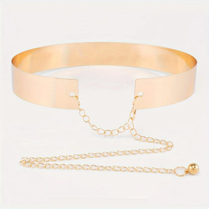 Cinturón Metálico Dorado Clásico – Cadena Ajustable para Mujer