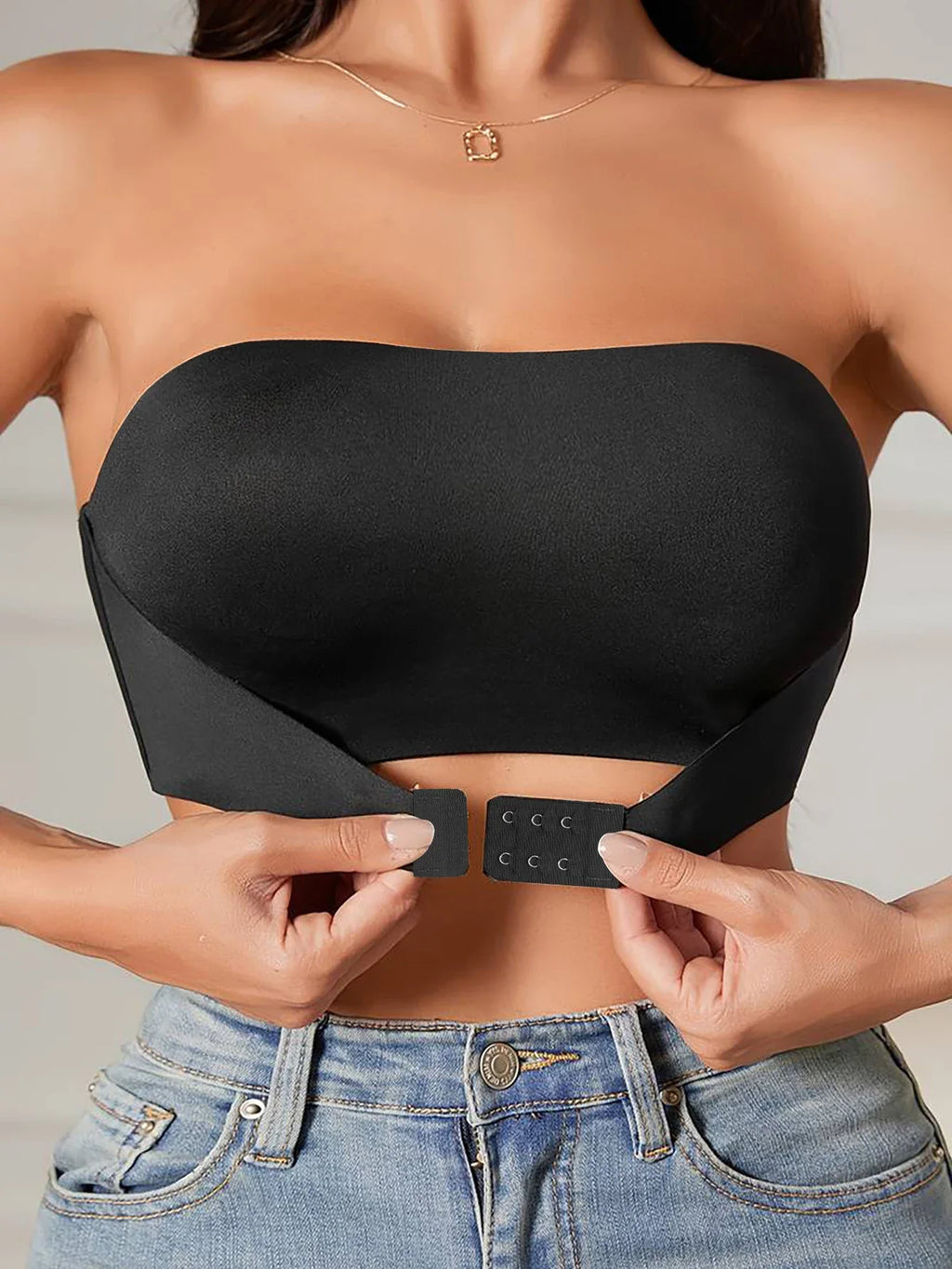 Sujetador Sin Tirantes para Mujer – Sin Relleno, Sin Costuras y con Cierre Frontal de Botones