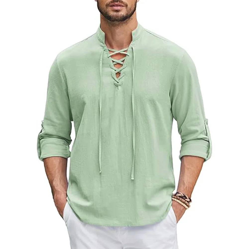 Camisa Renacentista para Hombre – Estilo Pirata, Medieval y Vikingo en Algodón y Lino