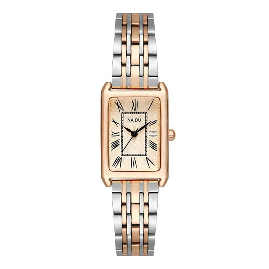 Women Watches Fashion Square Ladies Quartz Watch Bracelet Set Green Dial Simple Rose Gold Mesh Luxury Women Watches - A.S Foco