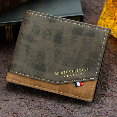 Cartera Corta para Hombre – Slim, Clásica, con Monedero y Porta Fotos en Cuero Afelpado