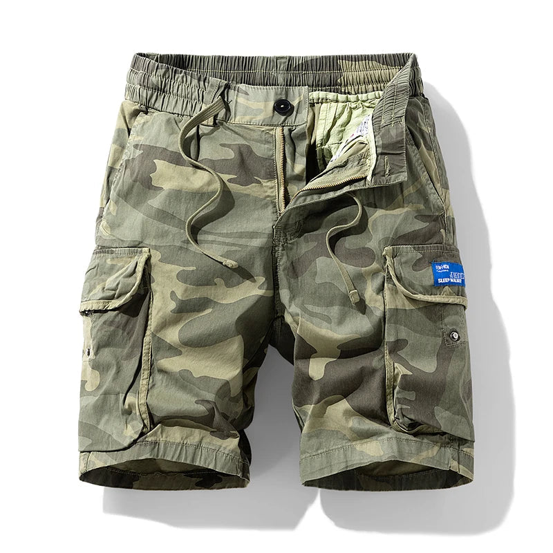 Shorts de Hombre Camuflados – Verano, Estilo Outdoor, Cintura Elástica y Corte Recto