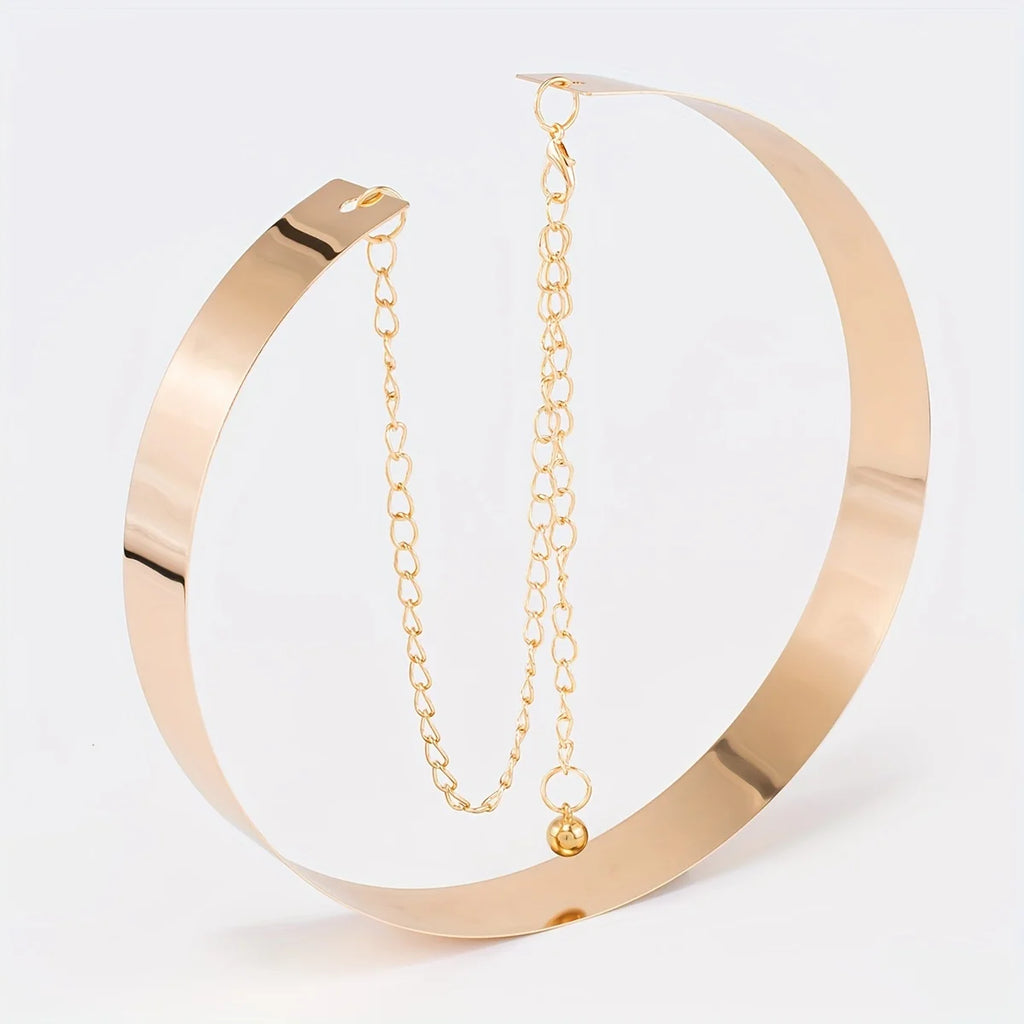 Cinturón Metálico Dorado Clásico – Cadena Ajustable para Mujer