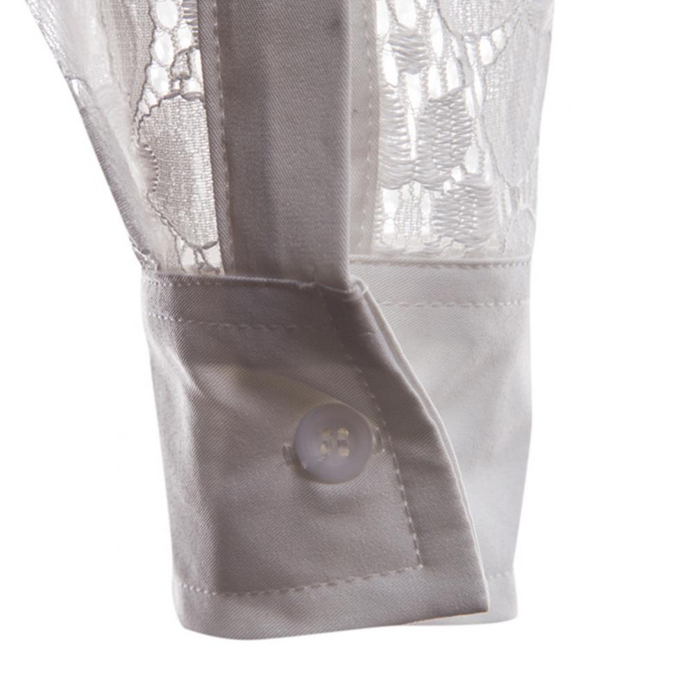 Camisa de Hombre con Cuello Vuelto – Manga Larga, Algodón y Encaje Transparente Estilo Clubwear