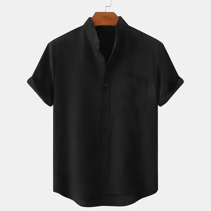 Camisa de Hombre de Manga Corta – Algodón y Lino 100% Estilo Oversize para Playa y Uso Casual