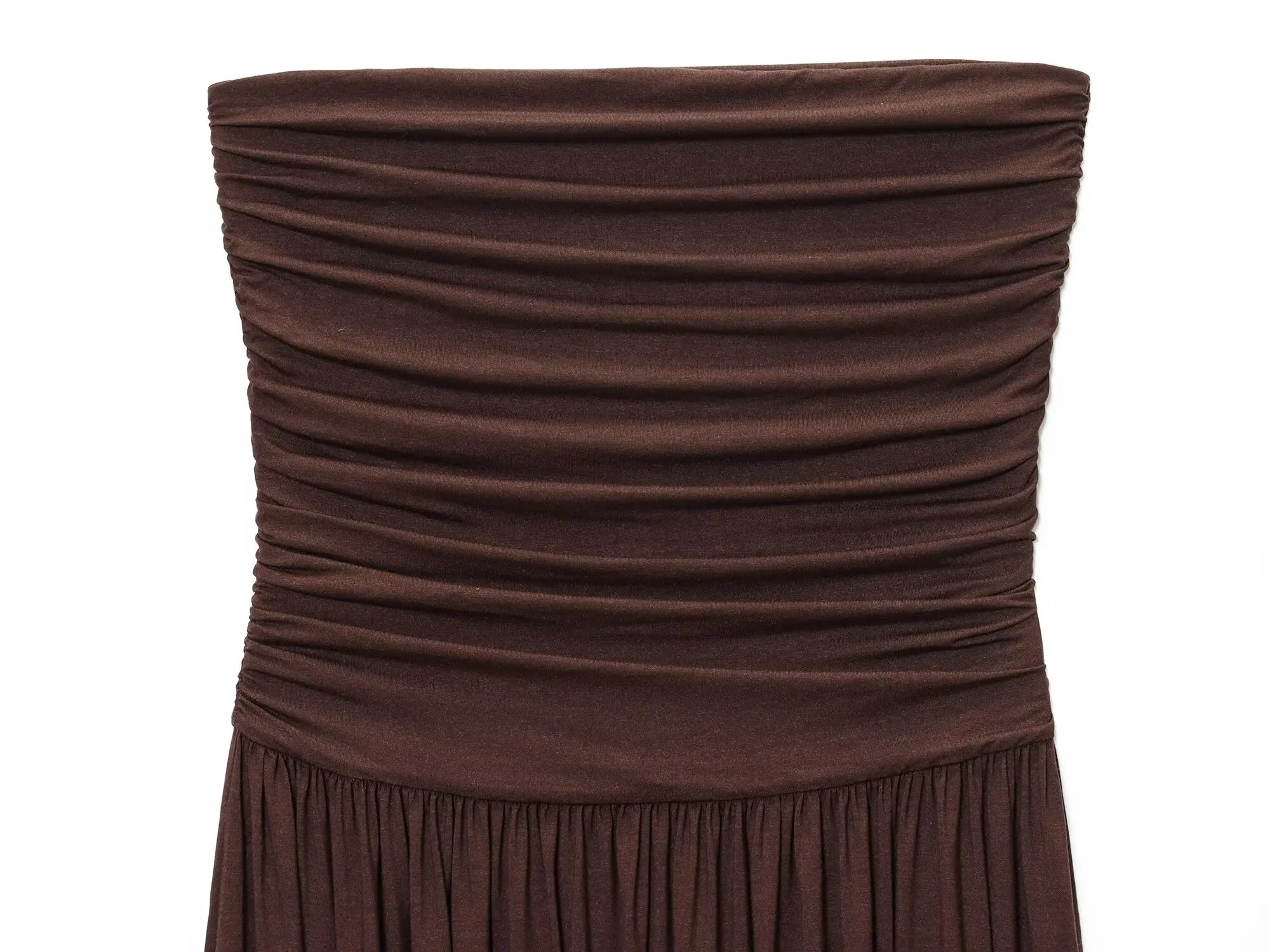 Vestido Elegante Sin Hombros para Mujer – Diseño Strapless con Pliegues Modernos