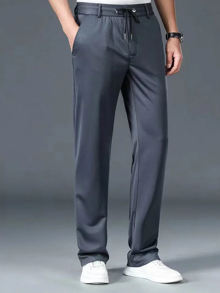 Pantalones casuales de verano para hombre, talla grande 10XL, corte recto y elástico