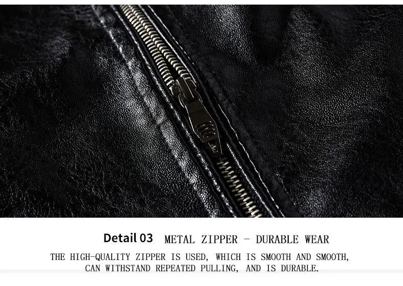 Chaqueta de Cuero para Hombre – Invierno, Estilo Motociclista y Cuello de Piel Desmontable