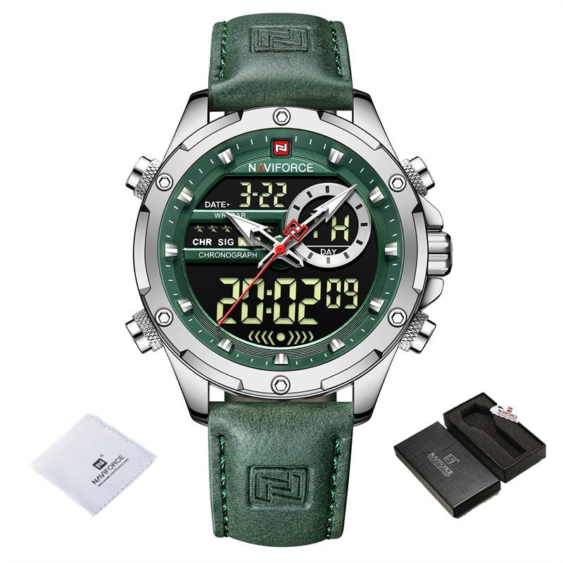 Relógios marca de luxo para homens relógio de couro à prova d'água 9208 - NAVIFORCE - A.S Foco