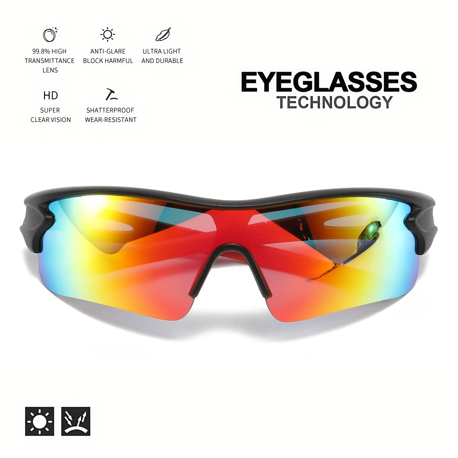Gafas Deportivas UV400 Unisex – Lentes de Cobertura Total, Livianas y Envolventes para Ciclismo