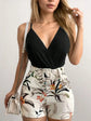 Conjunto de 2 Piezas para Mujer – Camiseta de Tirantes y Shorts con Estampado de Plantas