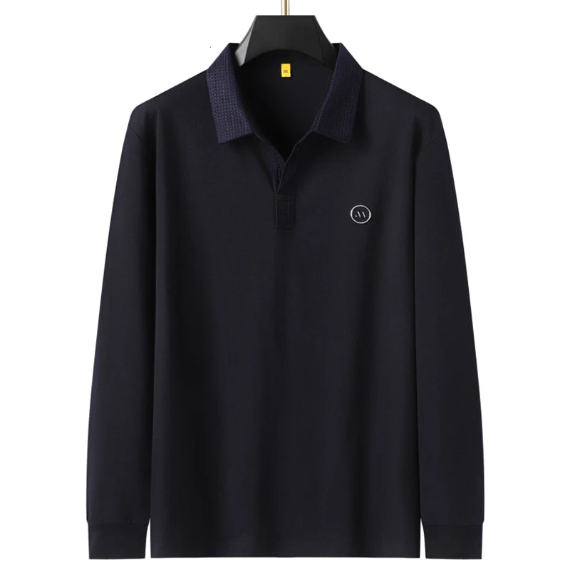 Polo de algodón de lujo de alta gama para hombre nuevo otoño