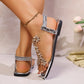 Sandalias Planas de Mujer – Punta Cuadrada, Color Plateado y Adornos Florales