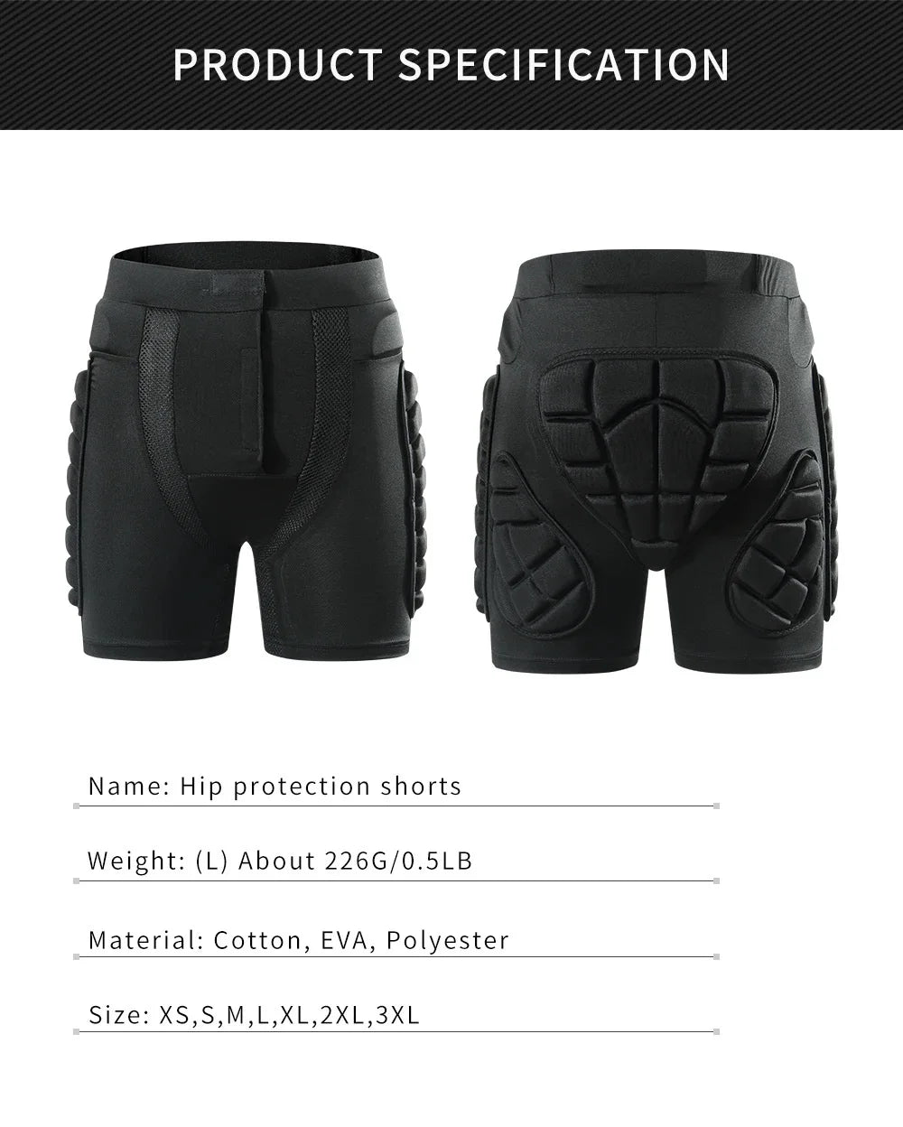 Shorts Protectores para Moto, Skate, MTB y Snowboard – Protección de Cadera Acolchada