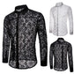 Camisa de Hombre con Cuello Vuelto – Manga Larga, Algodón y Encaje Transparente Estilo Clubwear