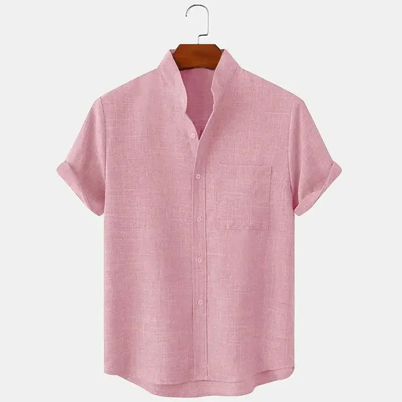 Camisa de Hombre de Manga Corta – Algodón y Lino 100% Estilo Oversize para Playa y Uso Casual