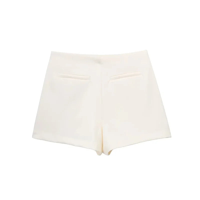 Skort Mini Negro Asimétrico para Mujer 2025 – Falda Pantalón de Cintura Alta