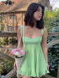 Vestido Elegante para Mujer – Diseño Cutout con Tirantes y Volantes2023
