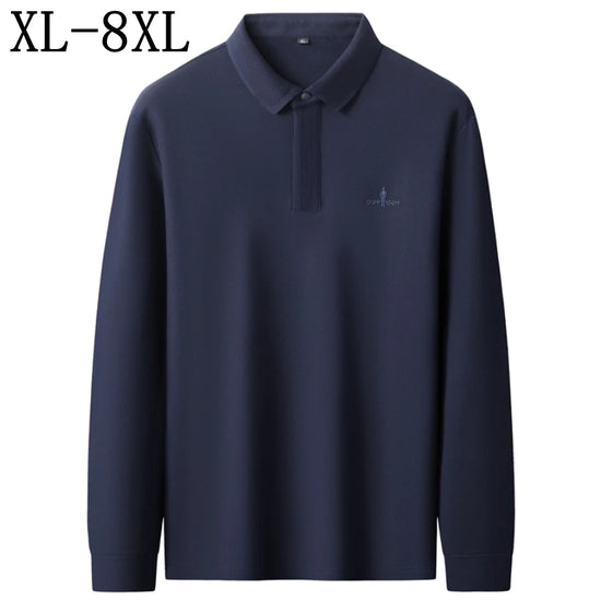8XL 7XL 6XL 2025 New Fall High End Luxury 100% Cotton Polo Shirt Man