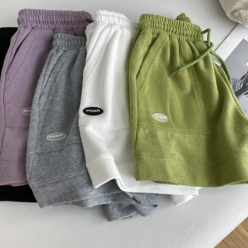 Shorts Deportivos Amplios para Mujer – Pantalones de Cintura Ajustable con Cordón