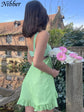 Vestido Elegante para Mujer – Diseño Cutout con Tirantes y Volantes2023