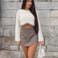 Skort Mini Negro Asimétrico para Mujer 2025 – Falda Pantalón de Cintura Alta