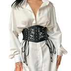 Cinturón Corset Retro para Mujer – Cinturón Elástico de Encaje con Hebilla de Aguja Estilo Goth/Punk