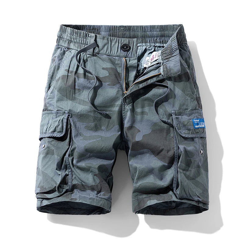 Shorts de Hombre Camuflados – Verano, Estilo Outdoor, Cintura Elástica y Corte Recto