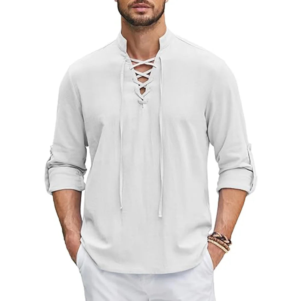 Camisa Renacentista para Hombre – Estilo Pirata, Medieval y Vikingo en Algodón y Lino
