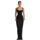 Vestido Maxi Marrón para Mujer – Tirantes, Pliegues y Cintura Ajustada