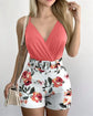 Conjunto de 2 Piezas para Mujer – Camiseta de Tirantes y Shorts con Estampado de Plantas
