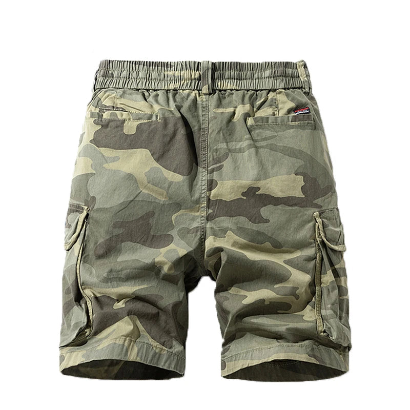 Shorts de Hombre Camuflados – Verano, Estilo Outdoor, Cintura Elástica y Corte Recto